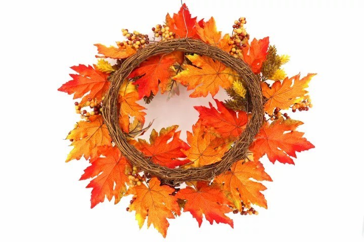 Hot Sale Halloween Festival Harvest Plastic Pumpkin Vine Door Wreath Wall Hanging Fall Wreath Garland Decoration