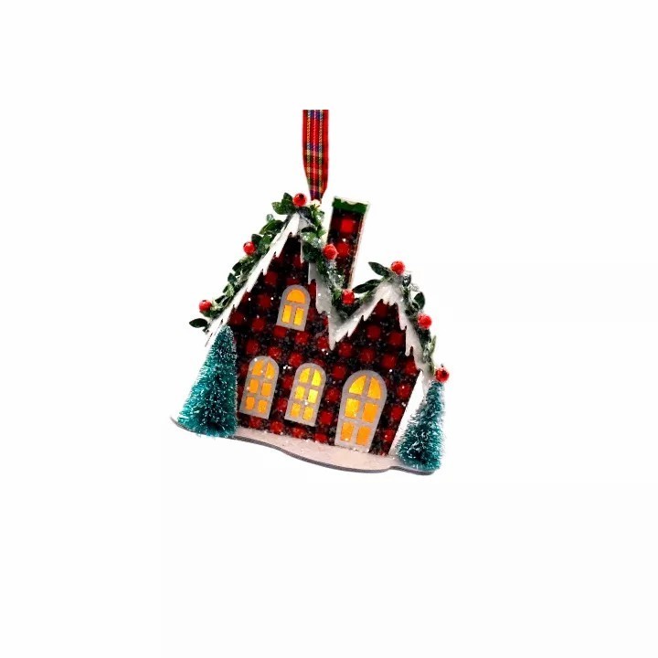 Paper Christmas Village House Decoration Light Christmas Scene Country House LED Xmas Desktop Ornament Holiday Home Decor