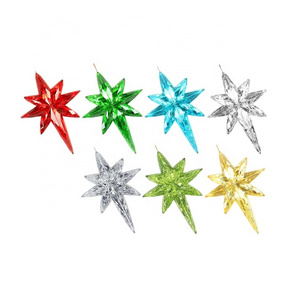 3.5in Octagon Stereo Transparent Stars Hanging Ornaments Christmas Decorations Crystal Snowflake