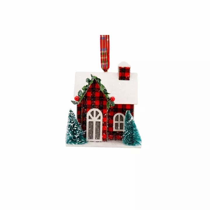 Paper Christmas Village House Decoration Light Christmas Scene Country House LED Xmas Desktop Ornament Holiday Home Decor