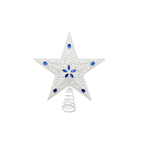 Zheng Tian White Coloring Glitter Christmas Plastic Hat Tree Topper holder Star For Xmas Tree Decoration