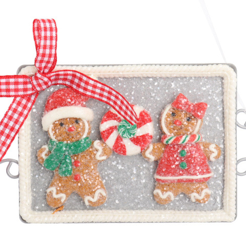 Brand New Handmade Gingerbread Man Soft Ceramic Pendant Christmas Tree Design Mini Iron Pan Biscuits Box Packed