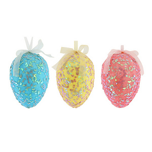 Polyfoam Glitter Easter Egg Wholesale Hanging Miniature Decorative Colorful Handmade Easter Egg Pendant Ornaments