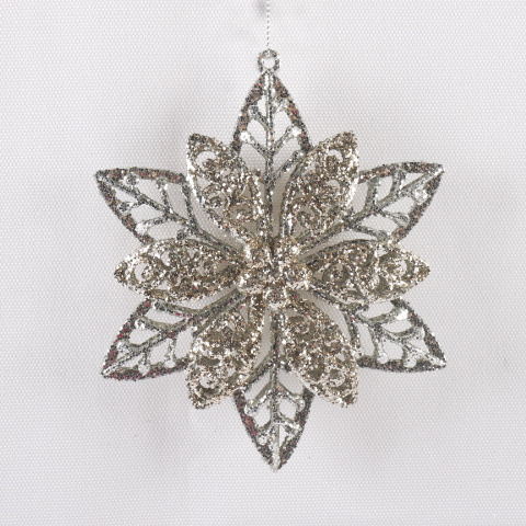 Sparkly Gold Glitter Snowflake Ornaments Xmas Tree Hanging Christmas Home Garden Decorations