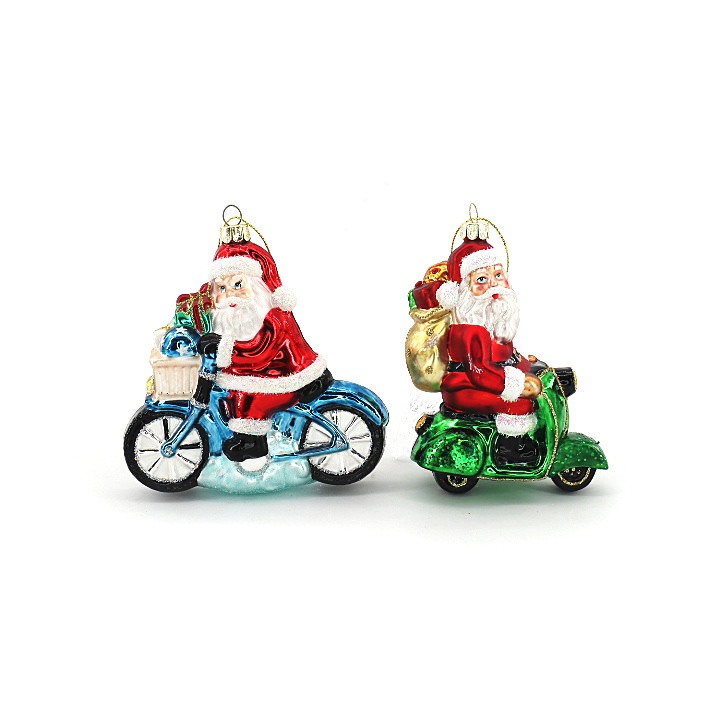 Zhengtian Handmade Santa Claus Car Glass Ornament for Christmas Tree Decoration Manufacturer's Hanging Ornament