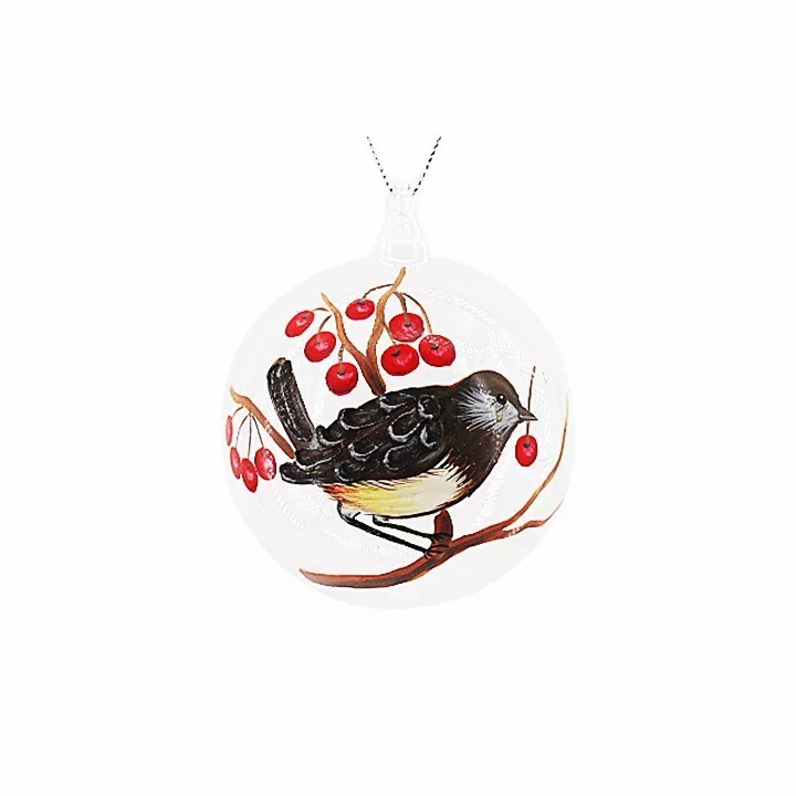 Custom Bird Hangings Hand Painted Luxury Printed New Christmas Product Ornaments Plastic Ball Tree Decoration Glass Material