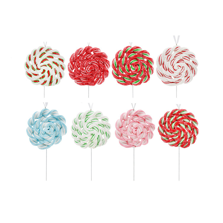 Best Price PVC Glitter Bread Soil Spin The Pinwheel Lollipop Pendant Ornament Christmas Candy Style Hanging Decorations