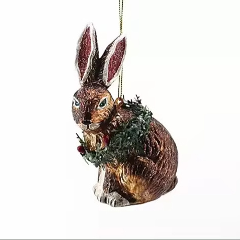 Custom High-End Rabbit Squirrel Statue Memorial Outdoor Tree Ornament for Christmas Xmas Party Handmade Glass Baubles Festivals