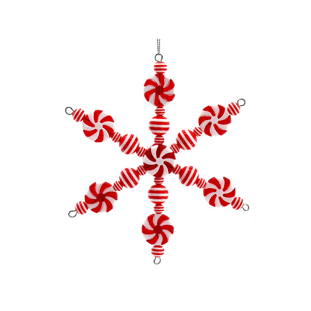 New Product Red And White Candy Snowflake Pendant Ornaments Christmas Tree Hanging Decorations