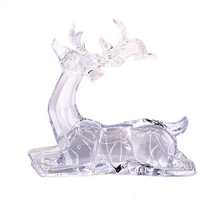 High Quality Clear Mini Christmas Deer Animal  Transparent Acrylic Christmas Figurine Reindeer Ornament