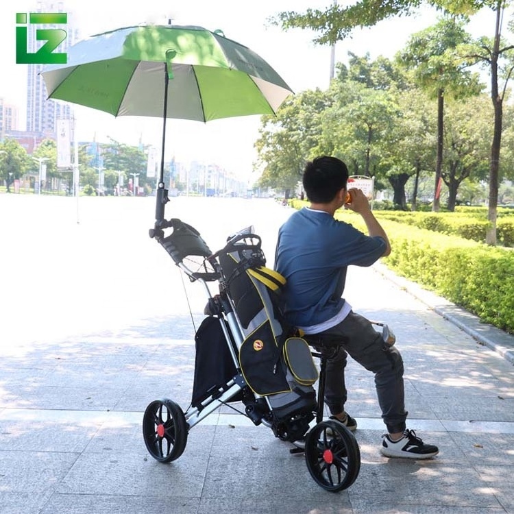 3 Wheel Golf Push Cart Open and Close in One Second Golf Trolley With Seat Umbrella Holder