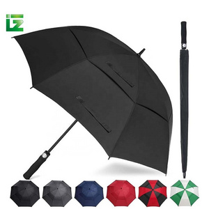 Wholesale High Quality Auto Opening Golf Umbrella Holder Double Layer Blacked Coated Golf Umbrella With Logo