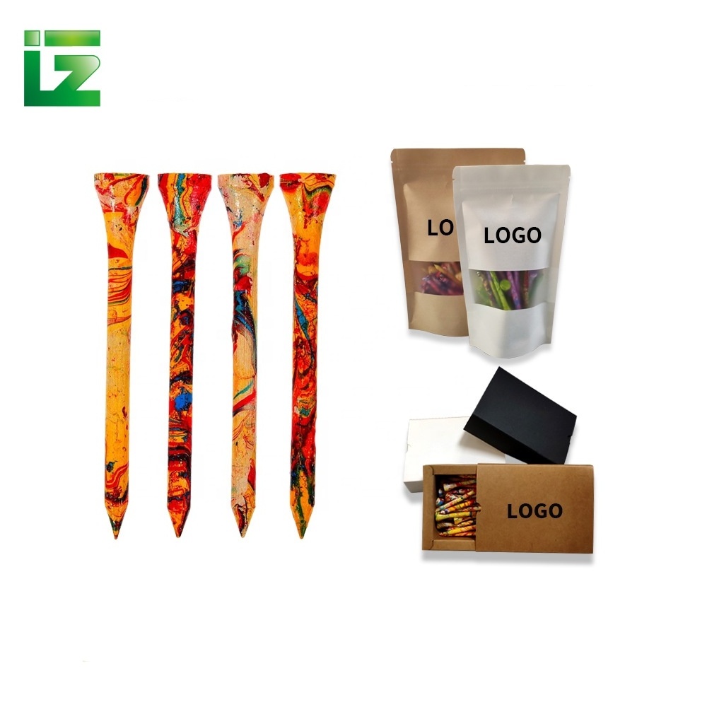 Factory Cheap OEM LOGO Custom Bulk Wholesale Bamboo Golf Tee Set Colorful Wood Golf Tees Holder