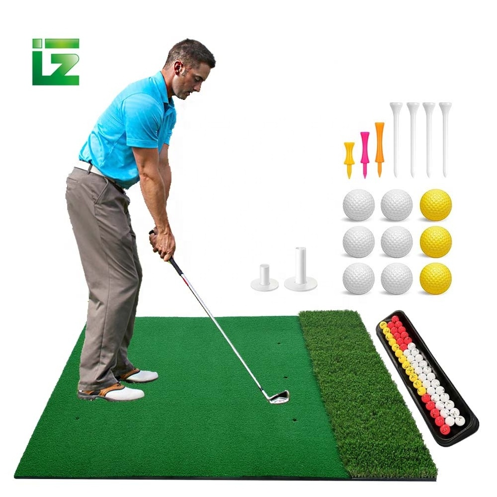 High Quality Custom-made Artificial Turf Grass Golf Training Mat Padel Court Golf Hitting Mat With Golf Accessories