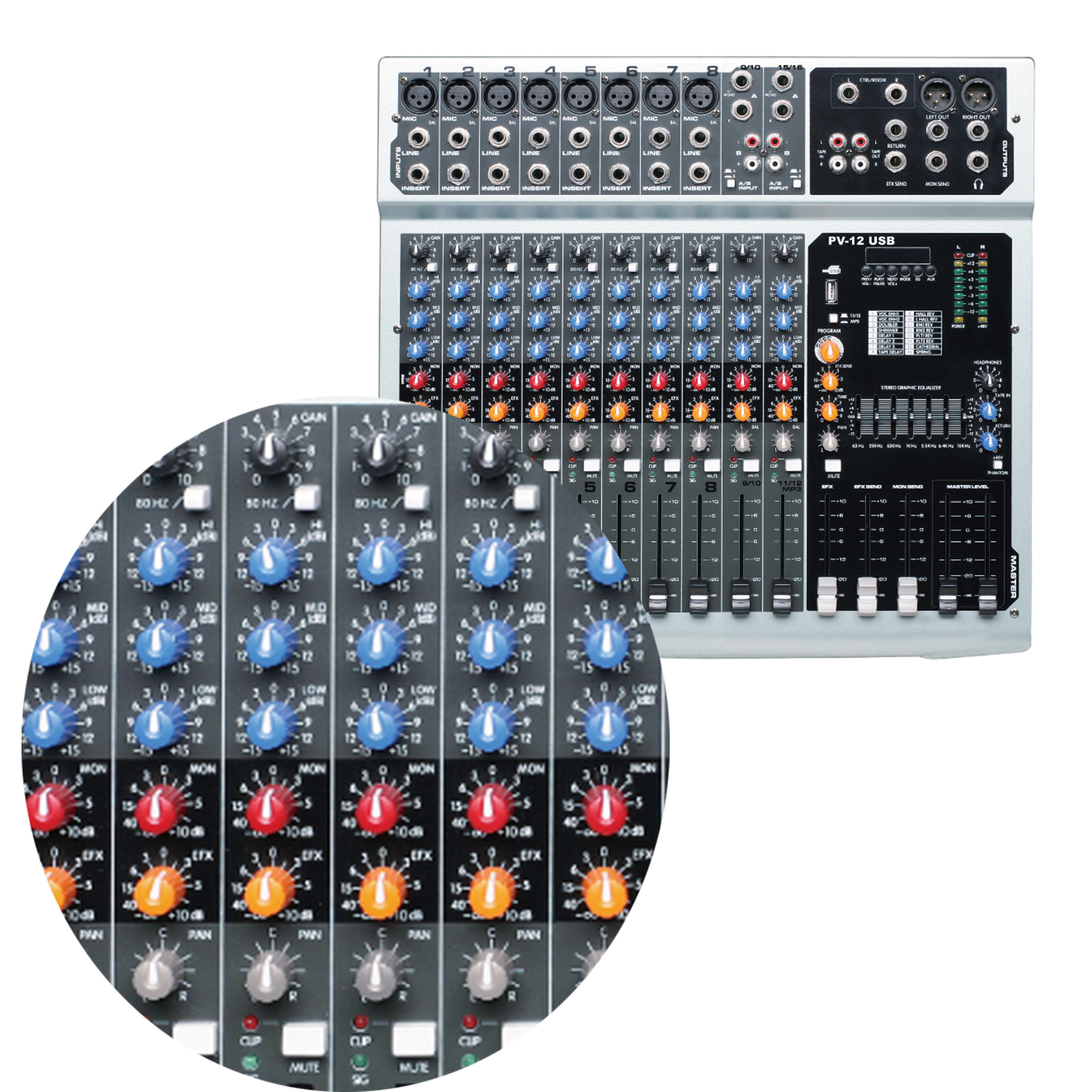 professional public address system digital console audio powered dj music production mixer