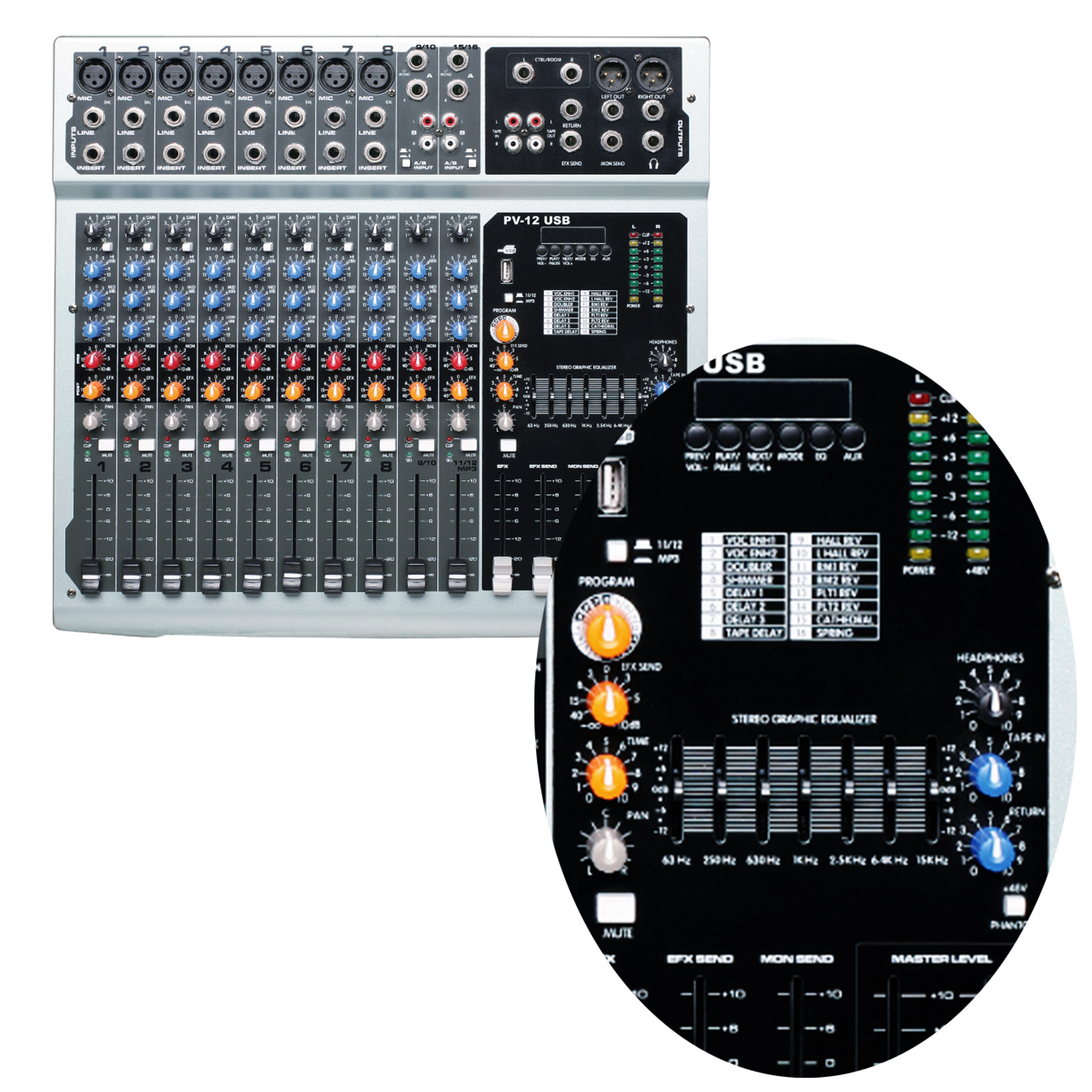 professional public address system digital console audio powered dj music production mixer