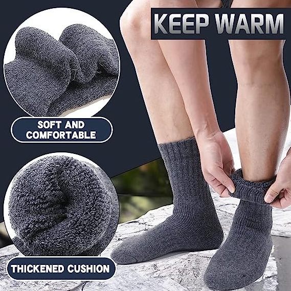 Warm Thick Knit  Wool Fuzzy Winter Woolen Socks Casual Crew Socks Winter Warm Thick Winter Heated Gift Men Warm Terry Socks