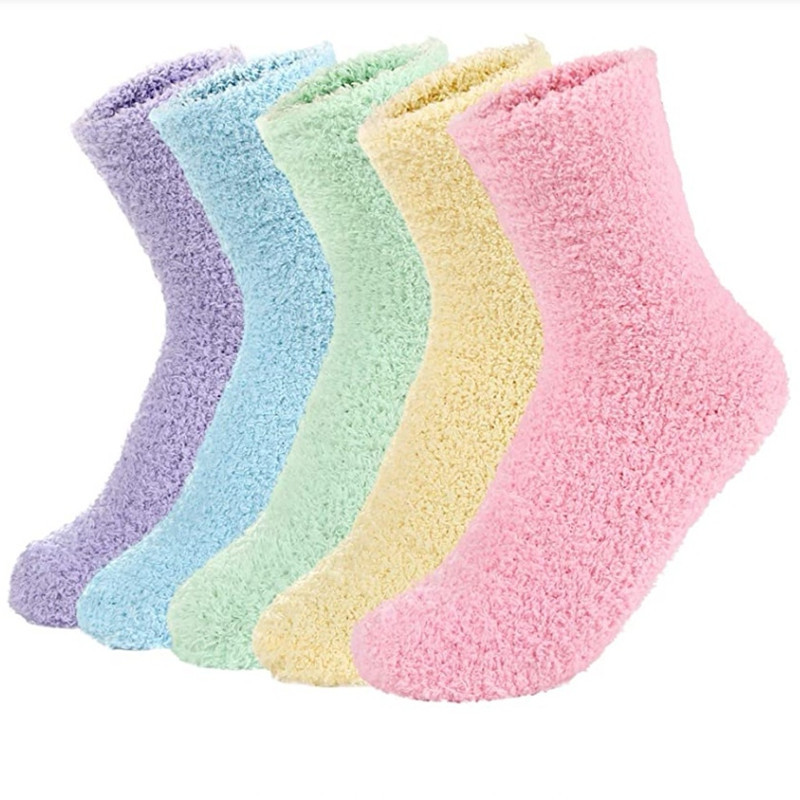 Women Moisturizing Solid Soft Home Fluffy Anti Slip Indoor Shea Aloe Infused Socks