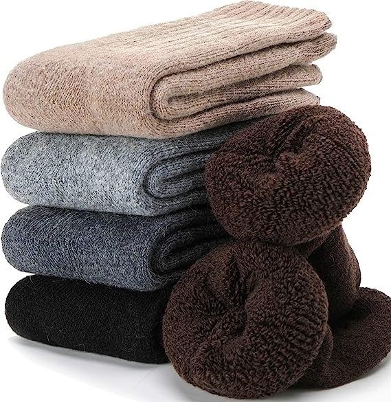 Warm Thick Knit  Wool Fuzzy Winter Woolen Socks Casual Crew Socks Winter Warm Thick Winter Heated Gift Men Warm Terry Socks