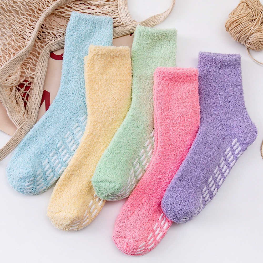 Women Moisturizing Solid Soft Home Fluffy Anti Slip Indoor Shea Aloe Infused Socks