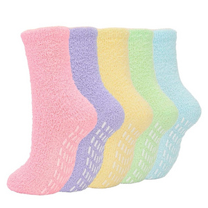 Women Moisturizing Solid Soft Home Fluffy Anti Slip Indoor Shea Aloe Infused Socks