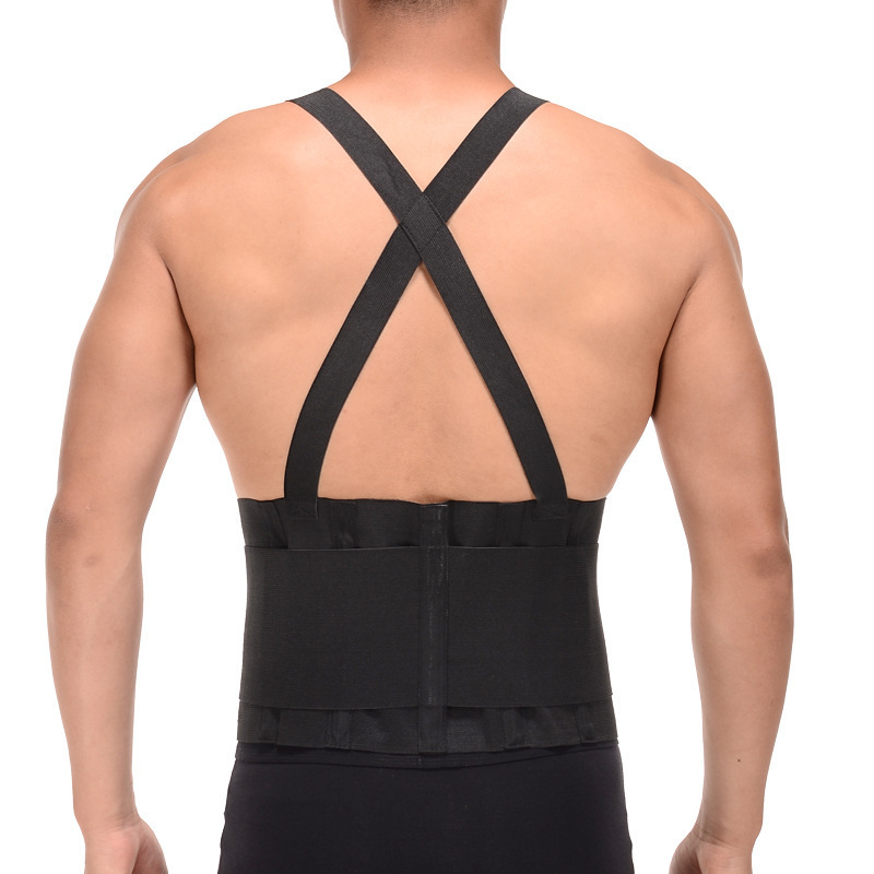 Industrial Work Adjustable Lumbar Support Belt Back Brace with Suspenders