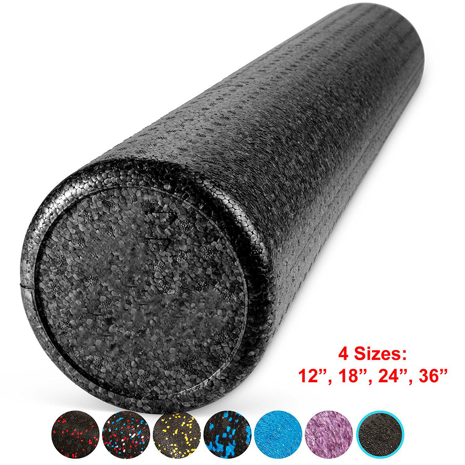 EPP High Density Round And Half-Round Foam Roller 6''x12'' Black and Speckled Colors