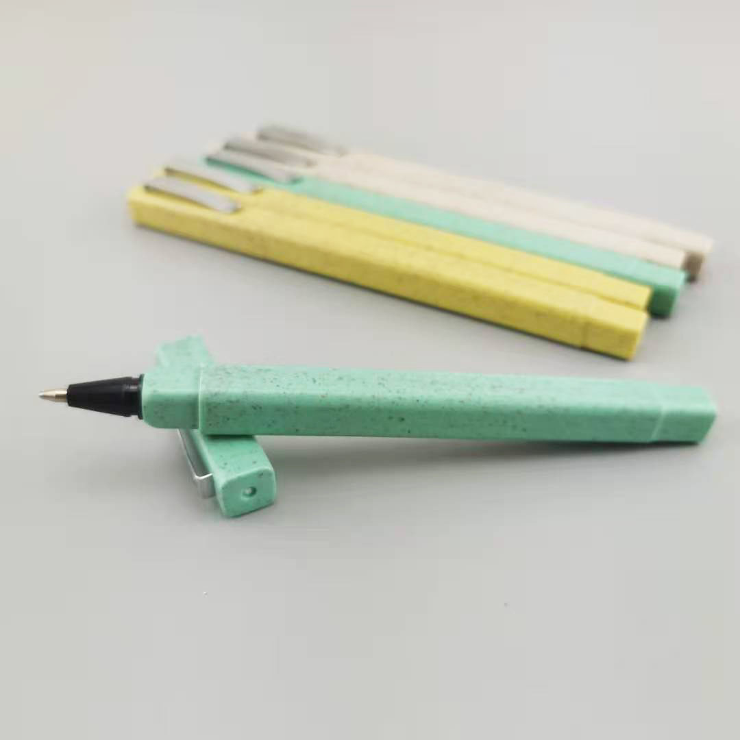 Wheat straw square pen Simple plastic ballpoint pen custom advertising ballpoint pen