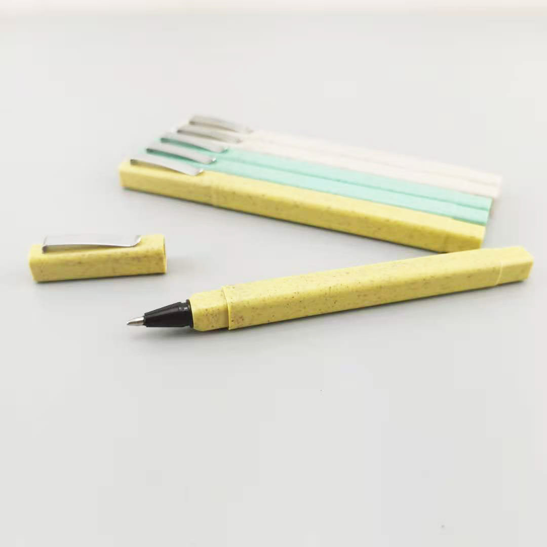 Wheat straw square pen Simple plastic ballpoint pen custom advertising ballpoint pen