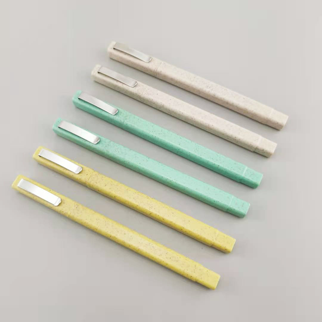 Wheat straw square pen Simple plastic ballpoint pen custom advertising ballpoint pen