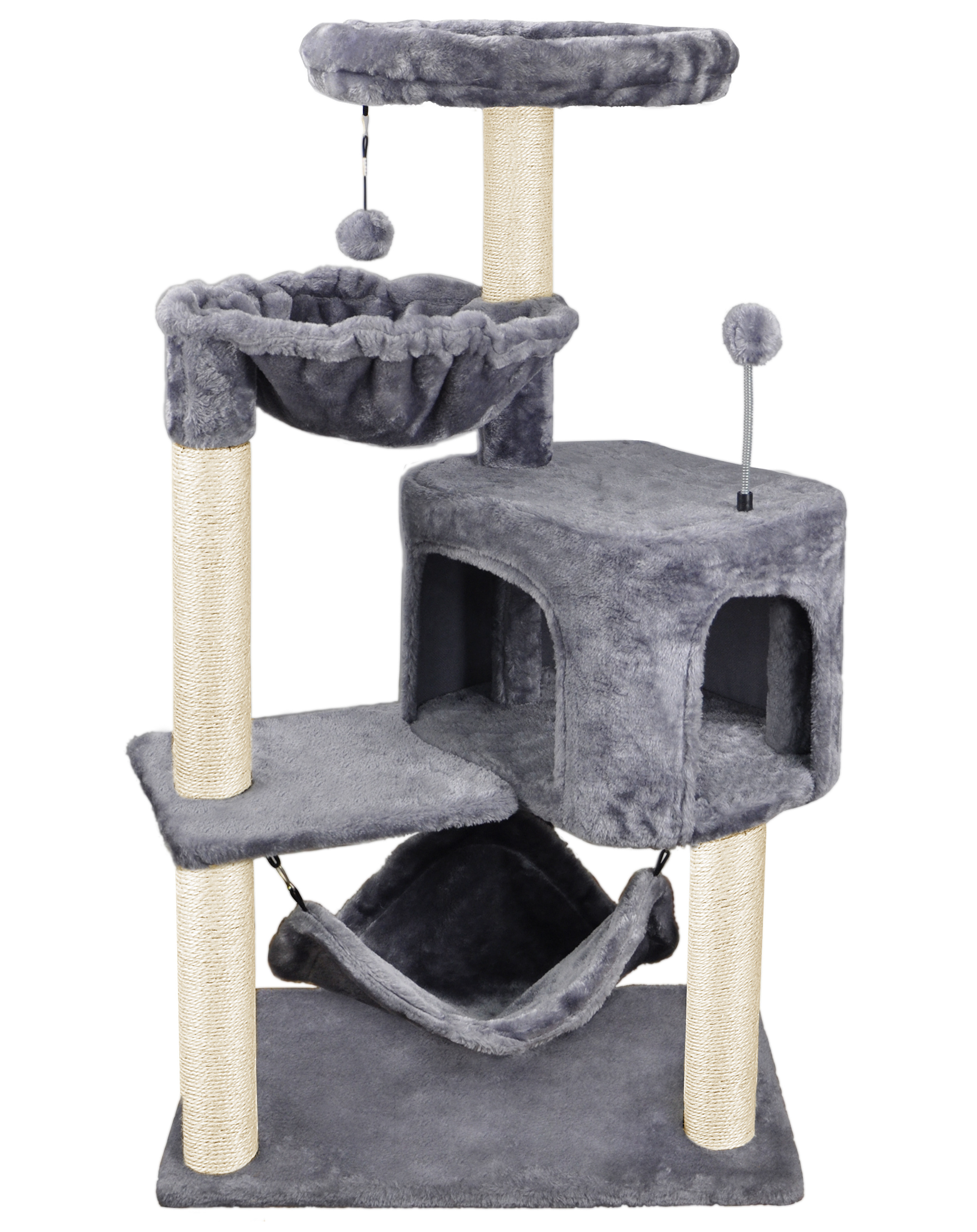 Hot selling Multi-Level  Cat Scratching Tree With Sisal Scratching Posts cute  Hammock Cat Tower