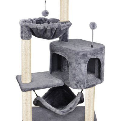 Hot selling Multi-Level  Cat Scratching Tree With Sisal Scratching Posts cute  Hammock Cat Tower