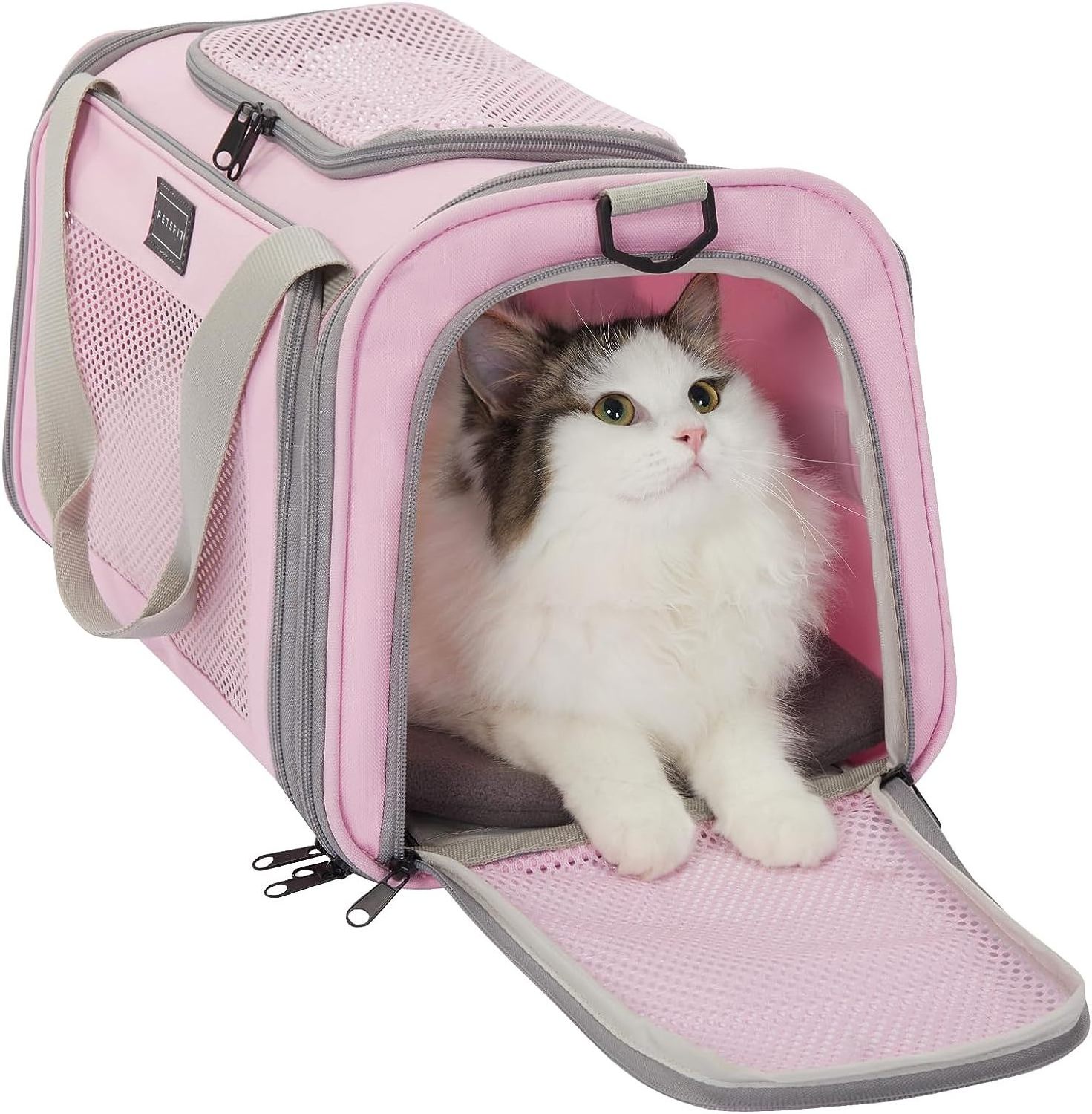 Custom Pink Cotton Pet Carrier Bag for Dogs and Cats Cute Print Model Number Cat Travel Carrier Easy Carrying Bag