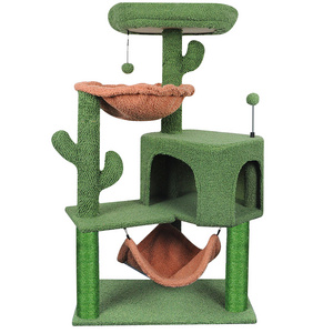 High Quality Multi-Coloured Natural Sisal Cat Scratcher Tree with Hammock and Ball Scratching House for Feline Enjoyment