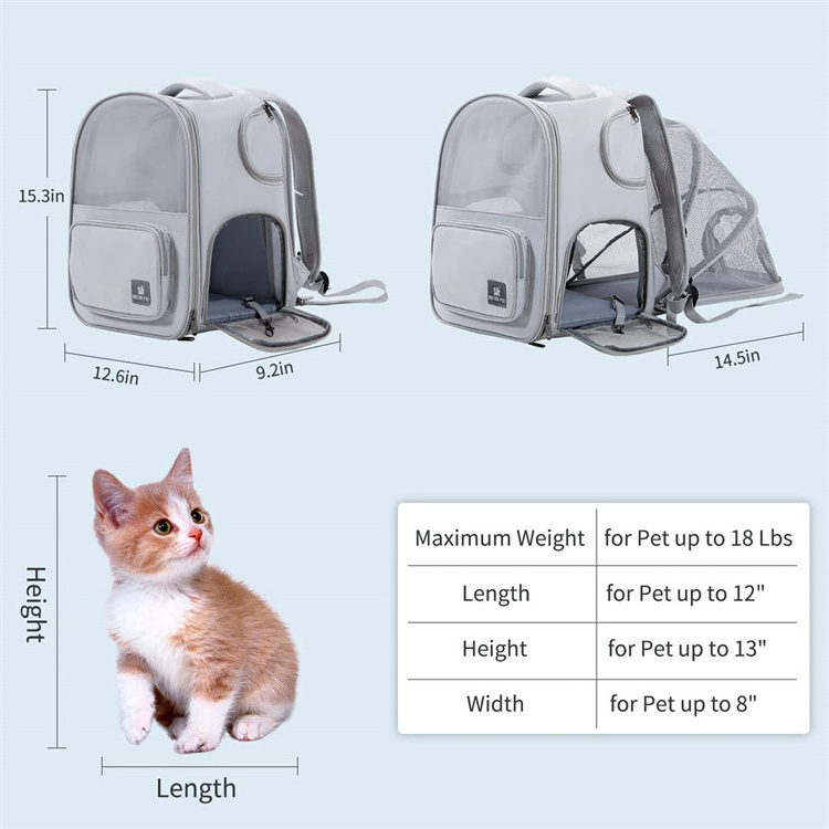 Pet Cat Dog Carrier Portable Cat Dog with Good Ventilation Bags For Out Door Petsfit Large Expandable Dog Backpack Carrier