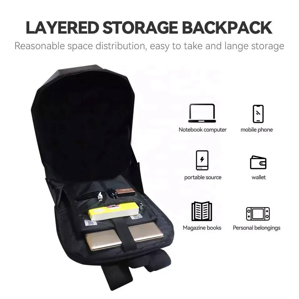 2023 outdoor Digital Dynamic  led eye backpack Screen Black Nylon Backpack Mobile Led Display Backpack With GIF Picture dynamic