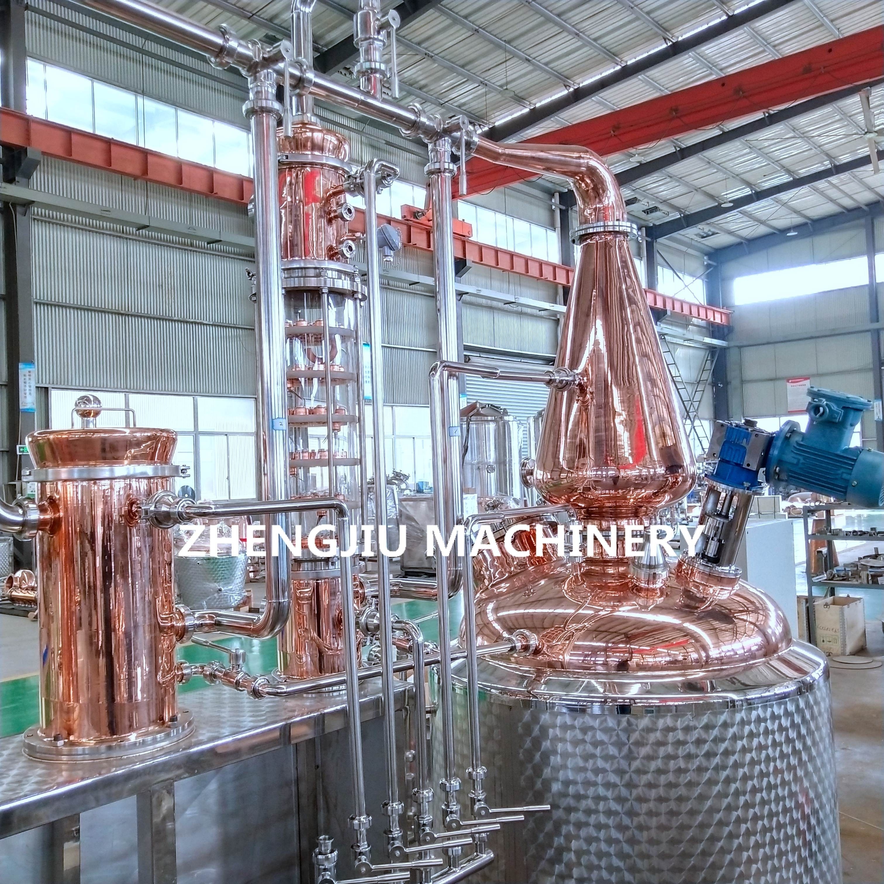 ZJ 300L whiskey distillation equipment glass column with copper bubble plate for home alcohol distiller