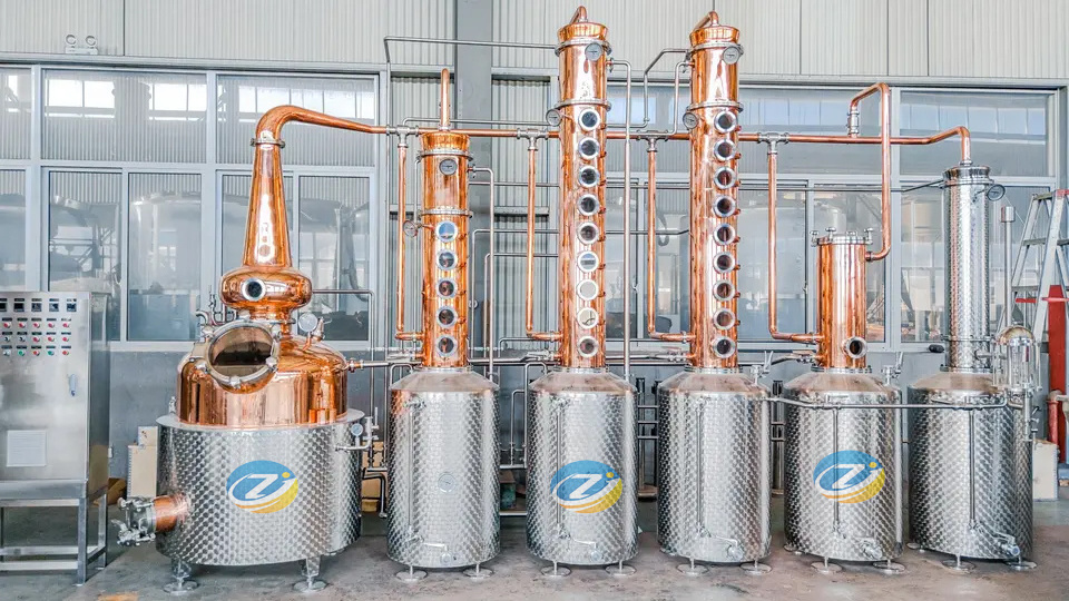 ZJ 500 gallon copper Distillation Column Spirit alembic distiller Alcohol Distilling Equipment vodka still wine making Machine