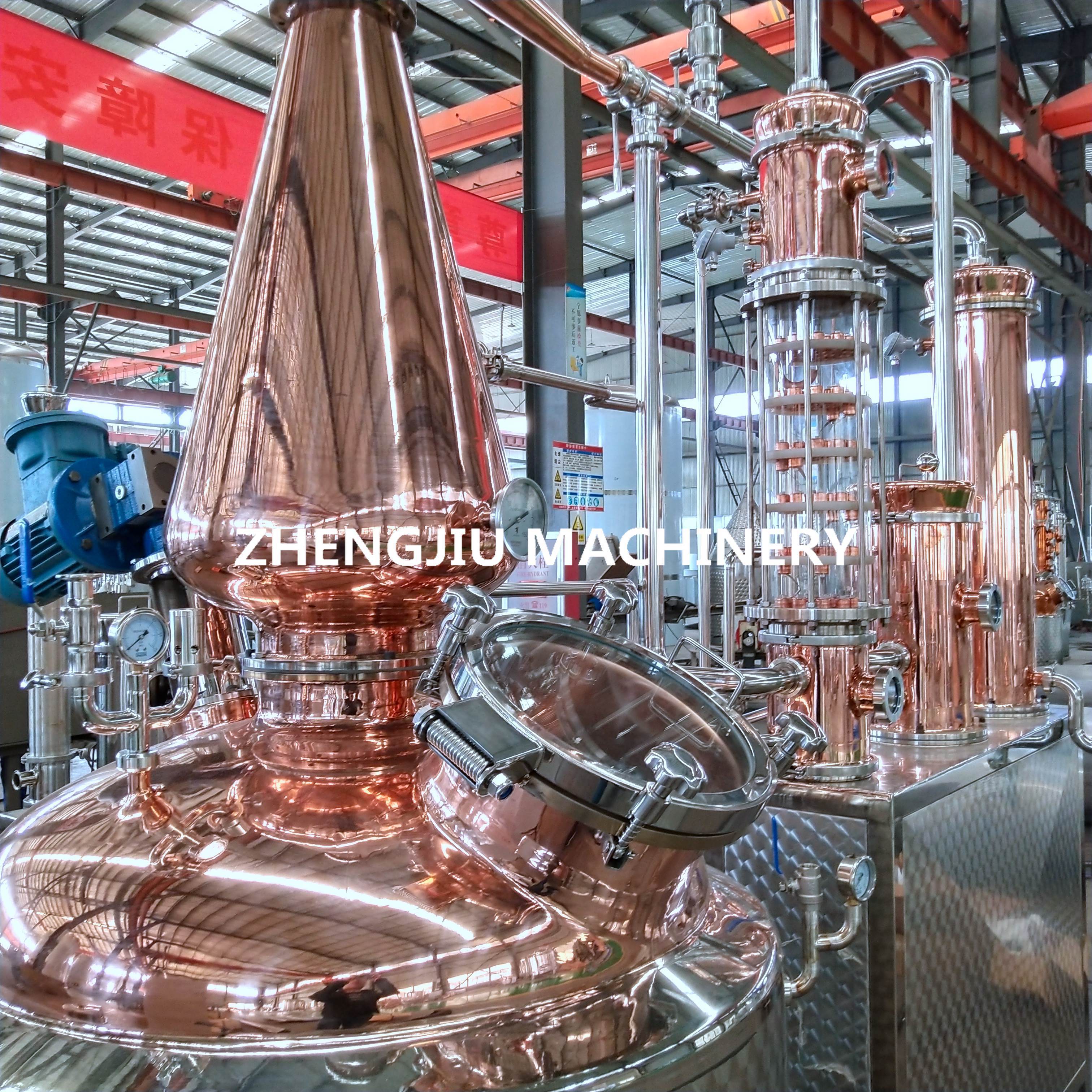 ZJ 300L whiskey distillation equipment glass column with copper bubble plate for home alcohol distiller