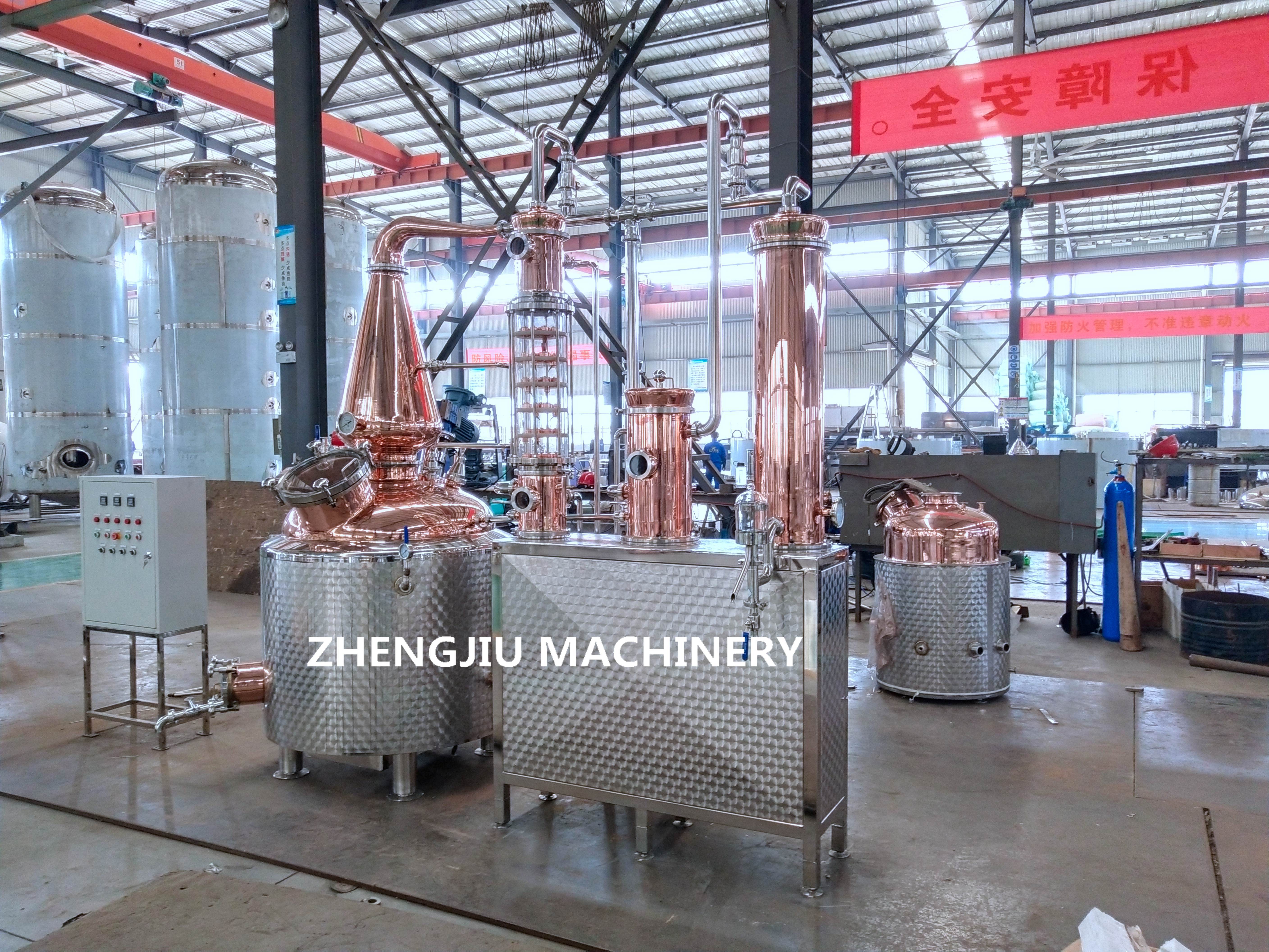 ZJ 300L whiskey distillation equipment glass column with copper bubble plate for home alcohol distiller