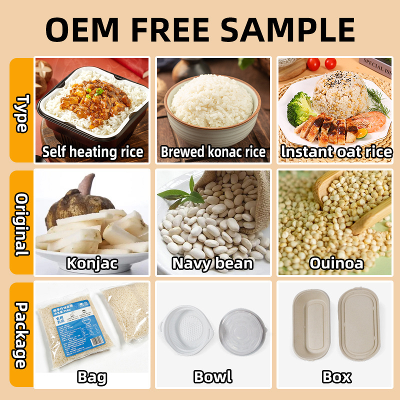 Ready To Eat Customized Size Package Precooked Meal Use Our Self Heating Riz Oatmeal Konjac Grain Rice