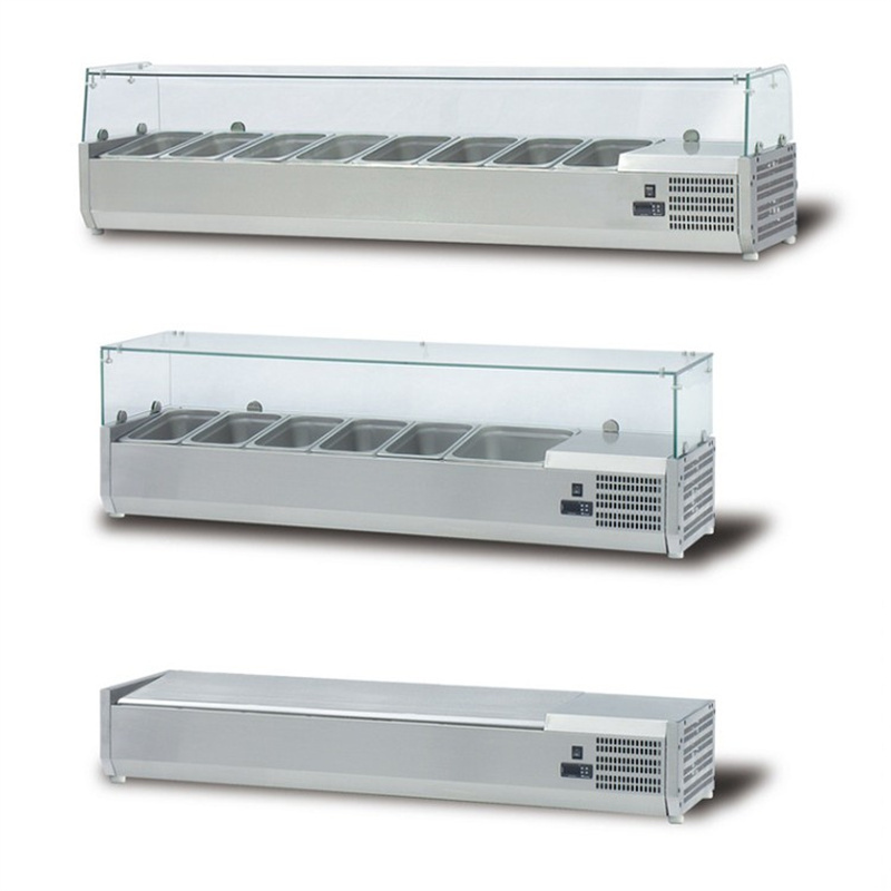 salad bar display counter Stainless steel fractional plates commercial salad bar prep cooler