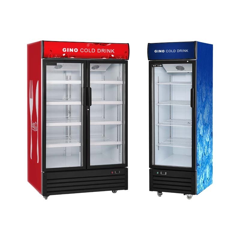 commercial fridge and freezer energy drink beverage 2 door cold drink fridge for sale