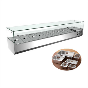 salad bar display counter Stainless steel fractional plates commercial salad bar prep cooler