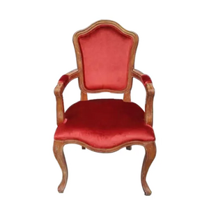 French Classic Style High Quality Oak Wood Office Chair Red Velvet Dining Chair