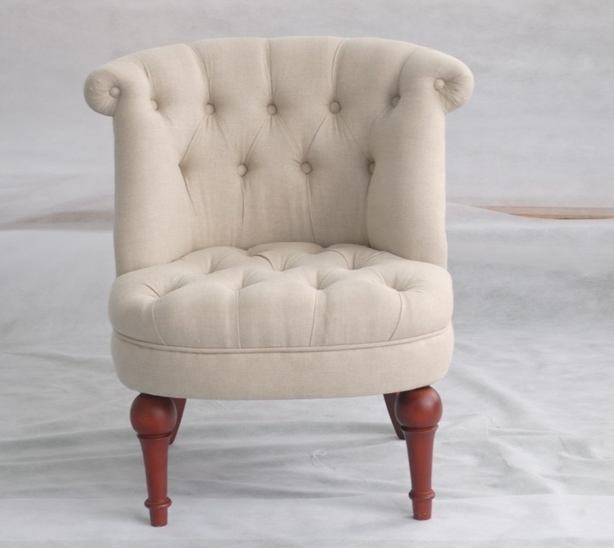 Button Tufted Design Fabric Upholstered Single Sofa Chair with Casters