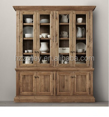 Antique wooden wine cabinet wine display for kitchen with doors