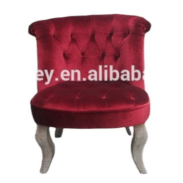 Wine Red Velvet Fabric Upholstery Small Size Accent Chair