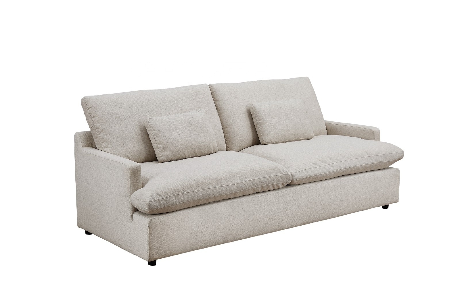 Pure White Fabric Sofa Simple Modern Sofa Set Soft Comfortable Couch with Wood Feet For Living Room