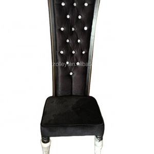 Extra Long Back Royal Crown Chair Diamond Button Tufted Velvet Wedding Chair